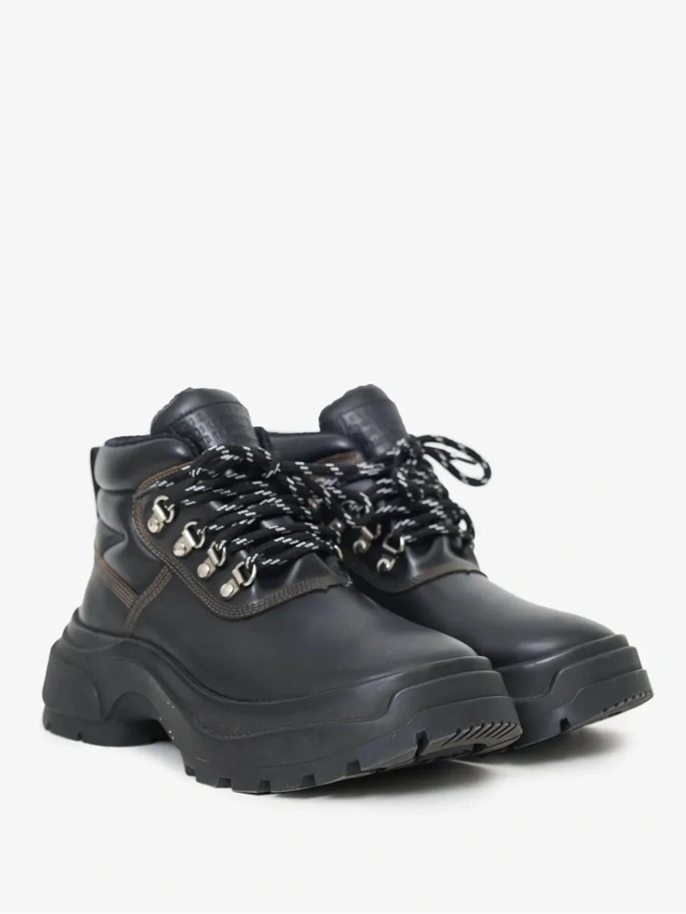 Maison Margiela Black Lug Sole Leather Hiking Boots Size 37